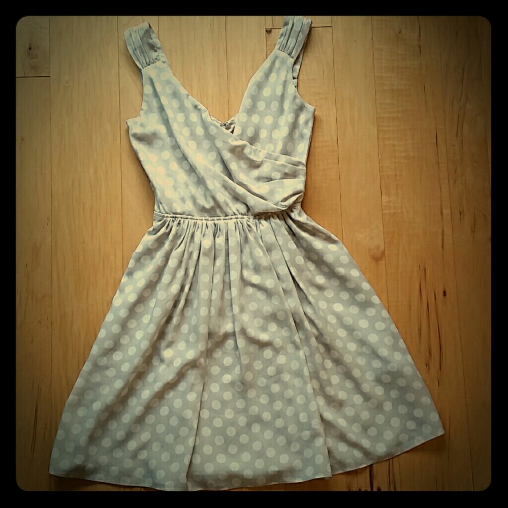 Grey and white polka dot Express dress